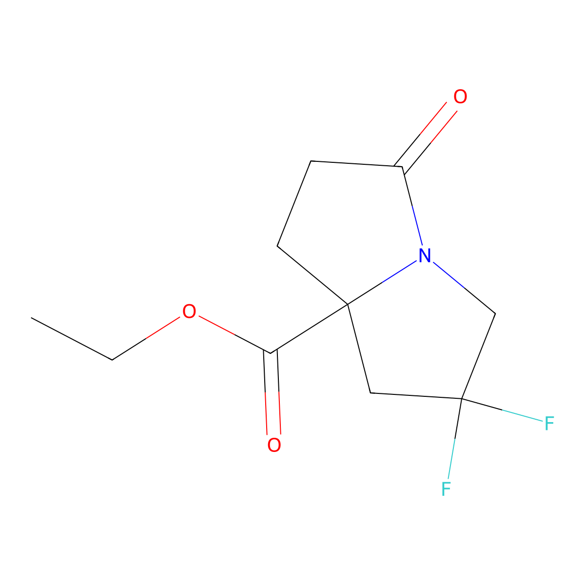 Ethyl (S)-2,2-difluoro-5-oxotetrahydro-1H-pyrrolizine-7A(5H)-carboxylate molecular structure, CAS 2820537-00-4