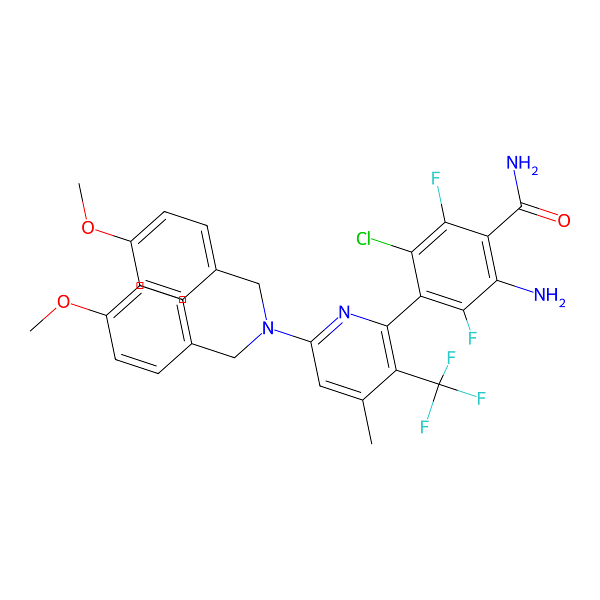 2-Amino-4-[6-[bis[(4-methoxyphenyl)methyl]amino]-4-methyl-3-(trifluoromethyl)-2-pyridinyl]-5-chloro-3,6-difluorobenzamide molecular structure, CAS 2820537-56-0