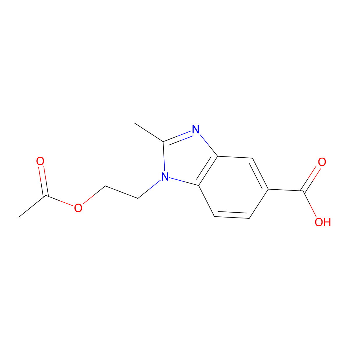 1-(2-Acetoxyethyl)-2-methyl-1h-benzoimidazole-5-carboxylic acid molecular structure, CAS 282091-90-1