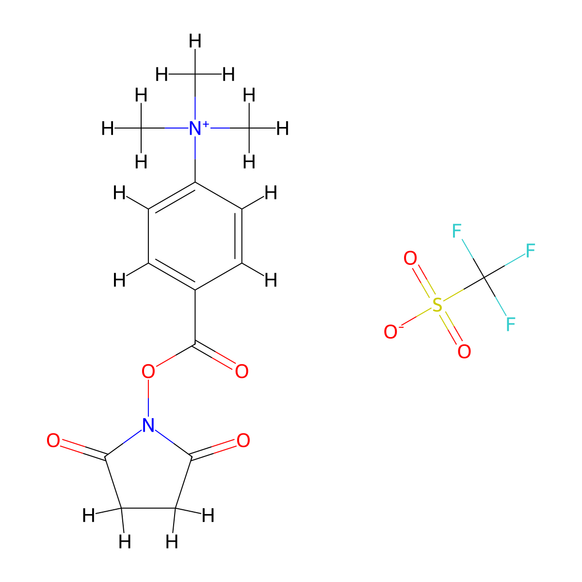 4-(((2,5-dioxopyrrolidin-1-yl)oxy)carbonyl)-N,N,N-trimethylbenzenaminium trifluoromethanesulfonate molecular structure, CAS 282092-02-8