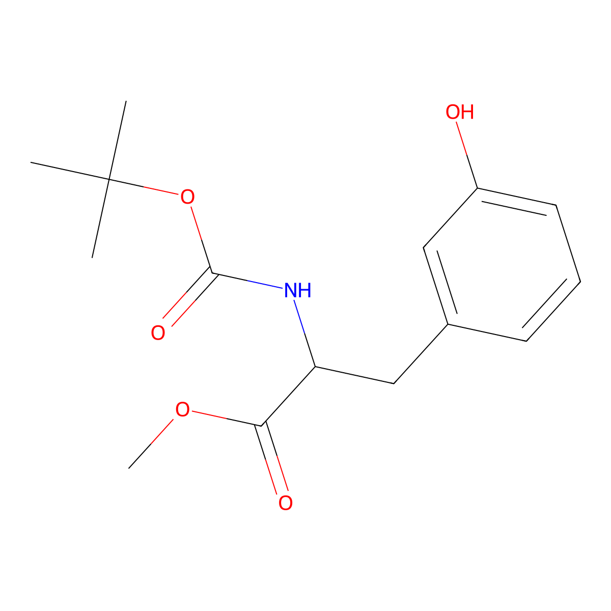 Methyl 2-(tert-butoxycarbonylamino)-3-(3-hydroxyphenyl)propanoate molecular structure, CAS 282100-79-2