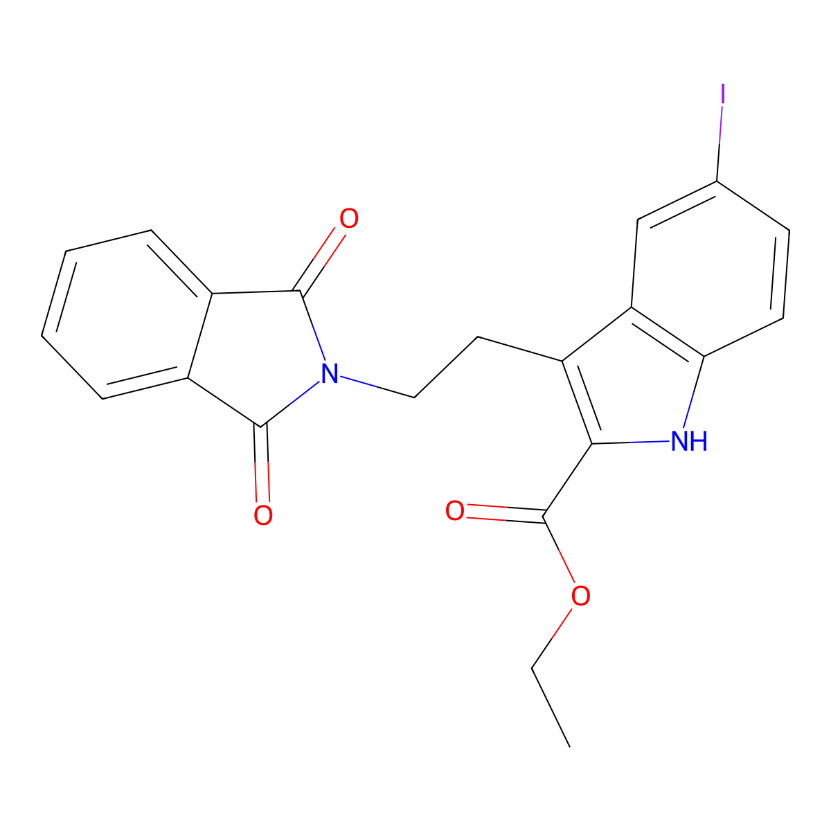 ethyl 3-[2-(1,3-dioxo-1,3-dihydro-2H-isoindol-2-yl)ethyl]-5-iodo-1H-indole-2-carboxylate molecular structure, CAS 282103-13-3