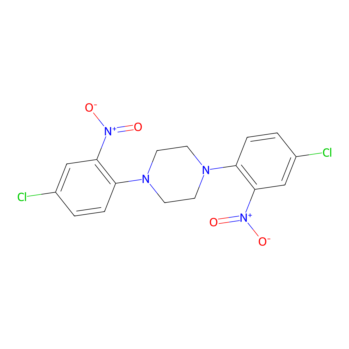 1,4-Bis(4-chloro-2-nitrophenyl)piperazine molecular structure, CAS 282104-68-1