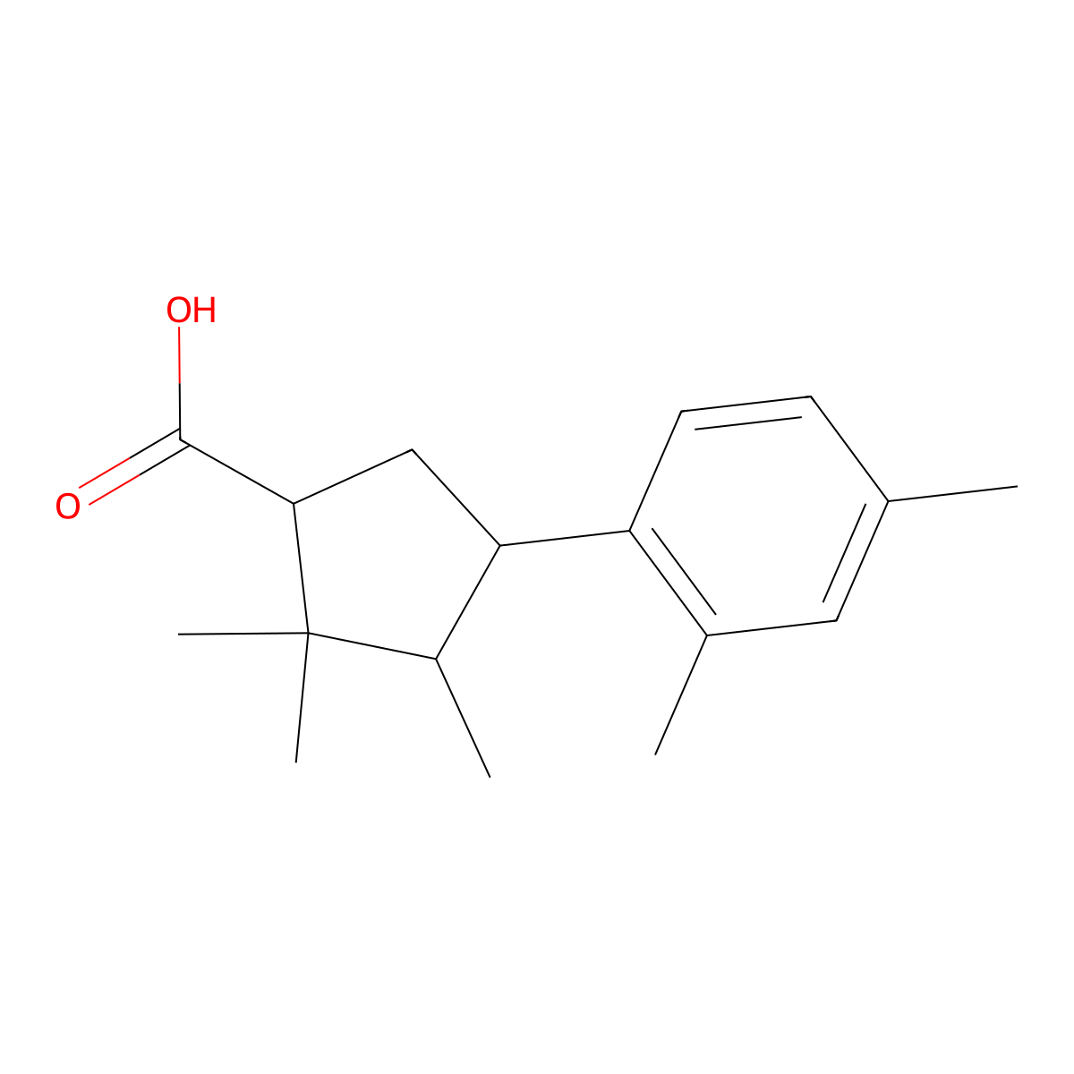 4-(2,4-Dimethylphenyl)-2,2,3-trimethylcyclopentanecarboxylic acid molecular structure, CAS 282104-77-2