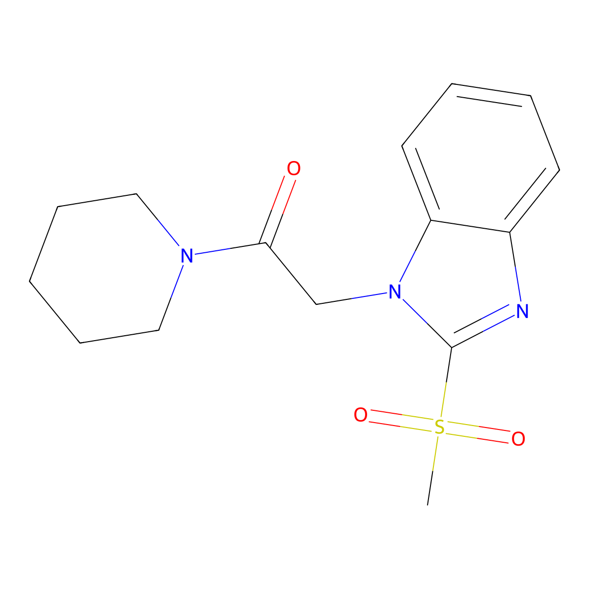 2-(2-Methylsulfonylbenzimidazol-1-yl)-1-piperidin-1-ylethanone molecular structure, CAS 282104-89-6