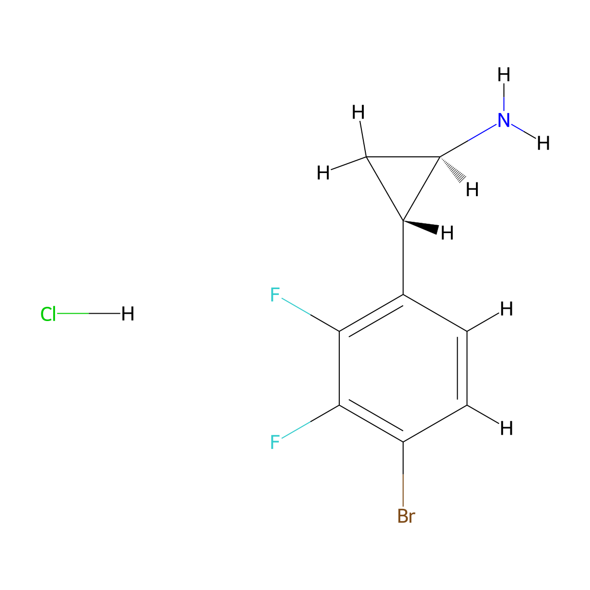 rac-(1R,2S)-2-(4-bromo-2,3-difluorophenyl)cyclopropan-1-amine hydrochloride molecular structure, CAS 2821068-02-2