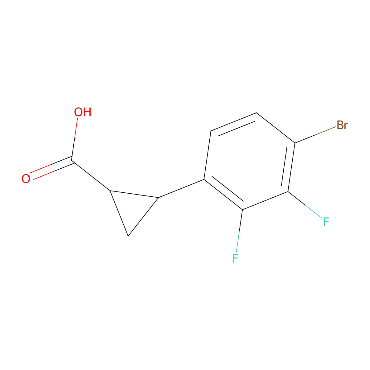 trans-(1R,2R)-2-(4-bromo-2,3-difluorophenyl)cyclopropane-1-carboxylic acid molecular structure, CAS 2821069-12-7