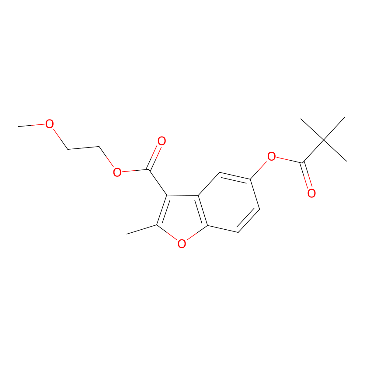 2-Methoxyethyl 5-[(2,2-dimethylpropanoyl)oxy]-2-methyl-1-benzofuran-3-carboxylate molecular structure, CAS 282108-55-8