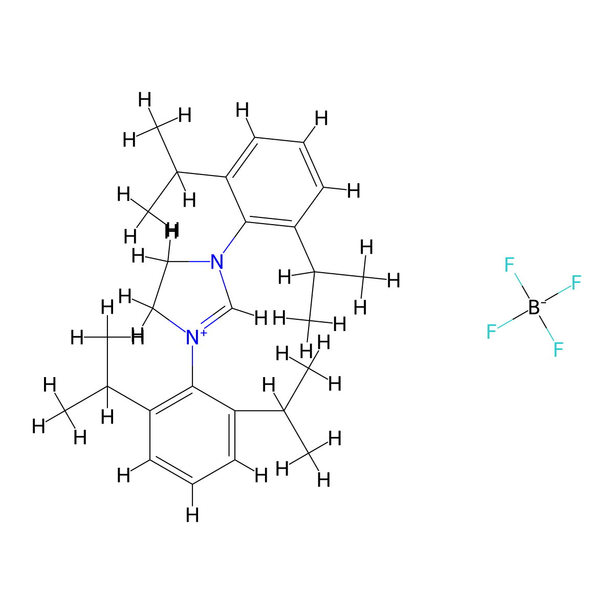 1,3-Bis(2,6-diisopropylphenyl)-4,5-dihydro-1H-imidazol-3-ium tetrafluoroborate molecular structure, CAS 282109-83-5
