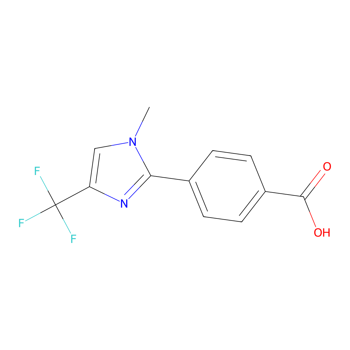 4-[1-Methyl-4-(trifluoromethyl)-1H-imidazol-2-yl]benzoic acid molecular structure, CAS 2821751-71-5