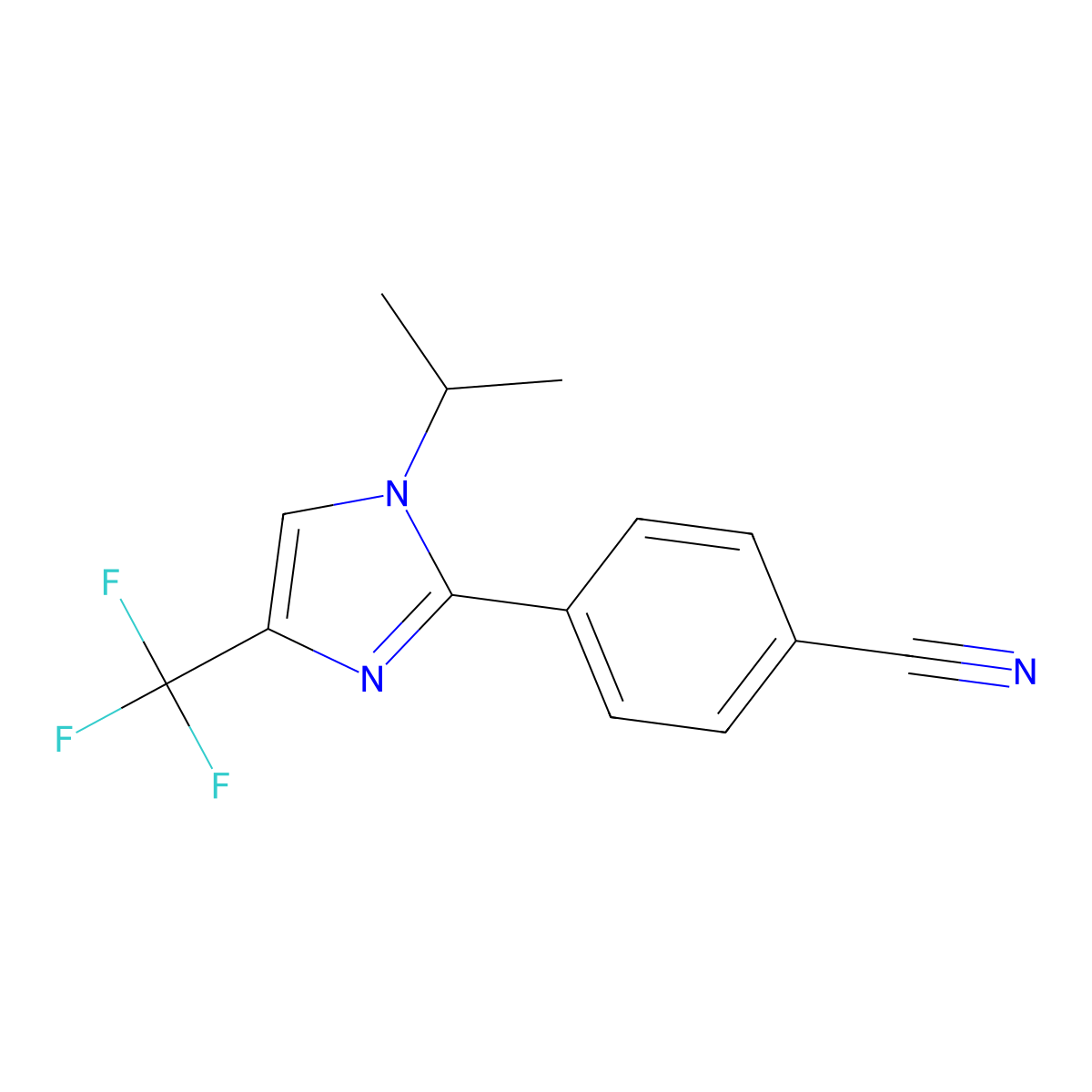 4-[1-Isopropyl-4-(trifluoromethyl)imidazol-2-yl]benzonitrile molecular structure, CAS 2821752-05-8