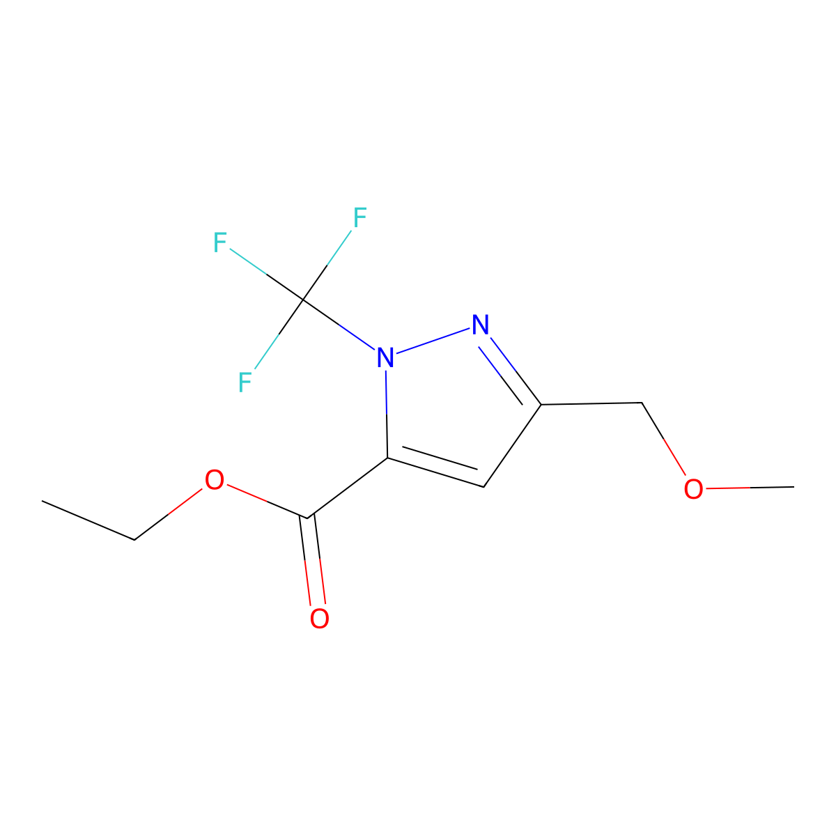 ethyl 3-(methoxymethyl)-1-(trifluoromethyl)-1H-pyrazole-5-carboxylate molecular structure, CAS 2821786-30-3