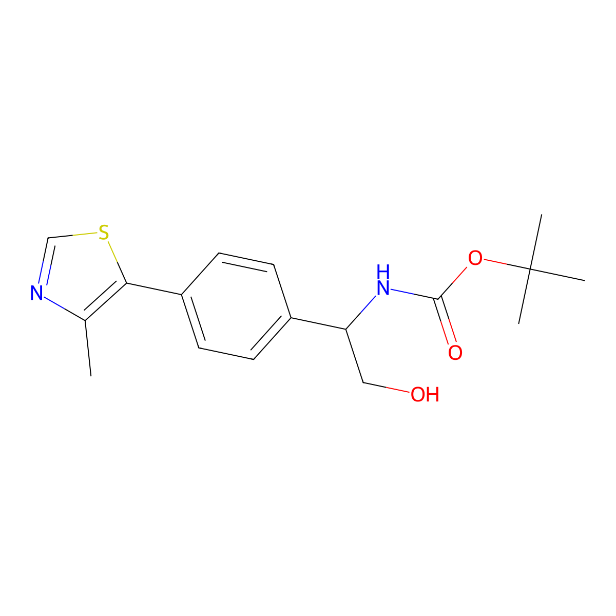 Tert-butyl (S)-(2-hydroxy-1-(4-(4-methylthiazol-5-YL)phenyl)ethyl)carbamate molecular structure, CAS 2821796-67-0