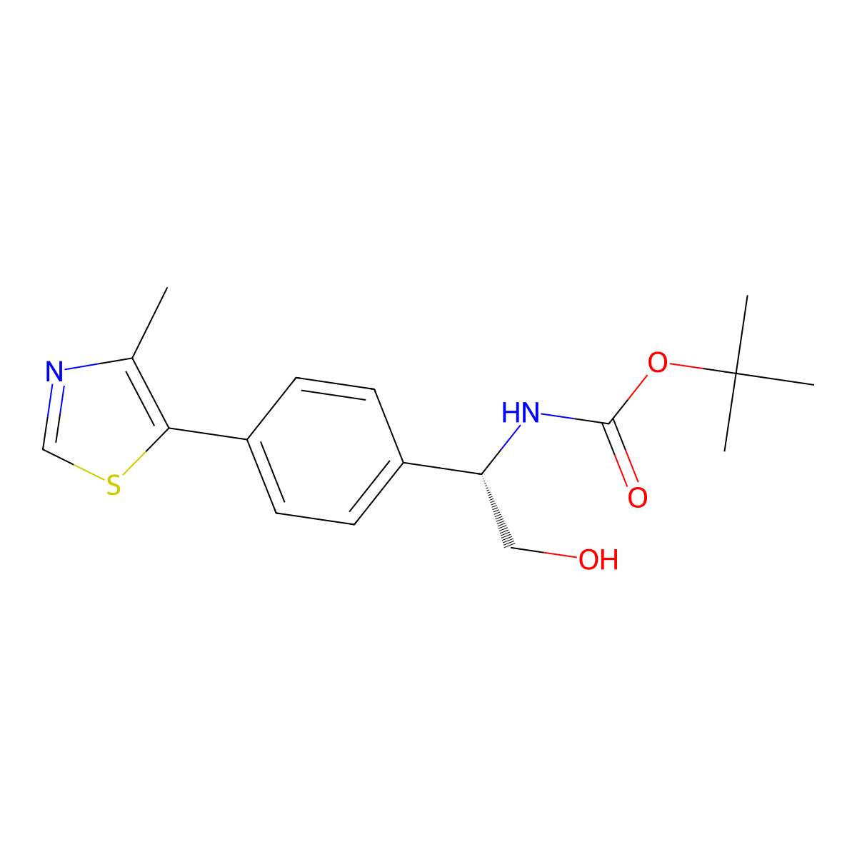 Tert-butyl (S)-(2-hydroxy-1-(4-(4-methylthiazol-5-YL)phenyl)ethyl)carbamate molecular structure, CAS 2821796-67-0