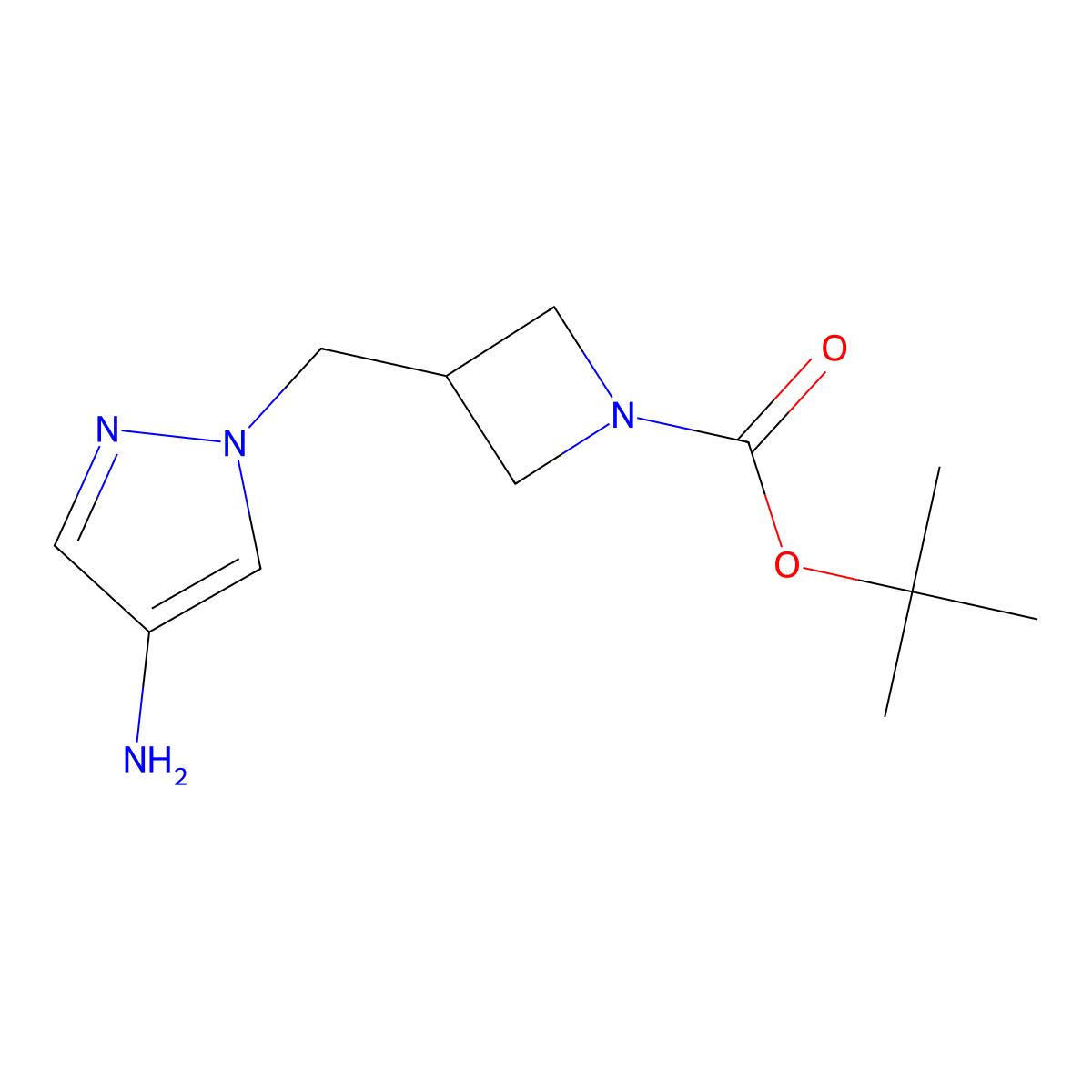 tert-butyl 3-[(4-amino-1H-pyrazol-1-yl)methyl]azetidine-1-carboxylate molecular structure, CAS 2821876-55-3