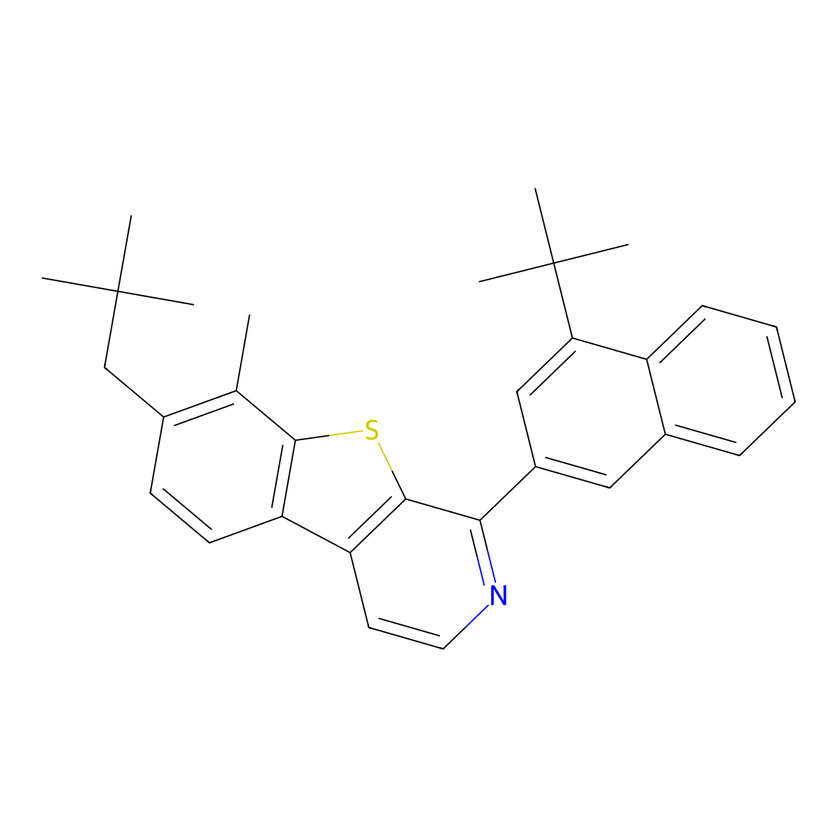 1-[4-(1,1-Dimethylethyl)-2-naphthalenyl]-7-(2,2-dimethylpropyl)-8-methyl[1]benzothieno[2,3-c]pyridine molecular structure, CAS 2823288-10-2
