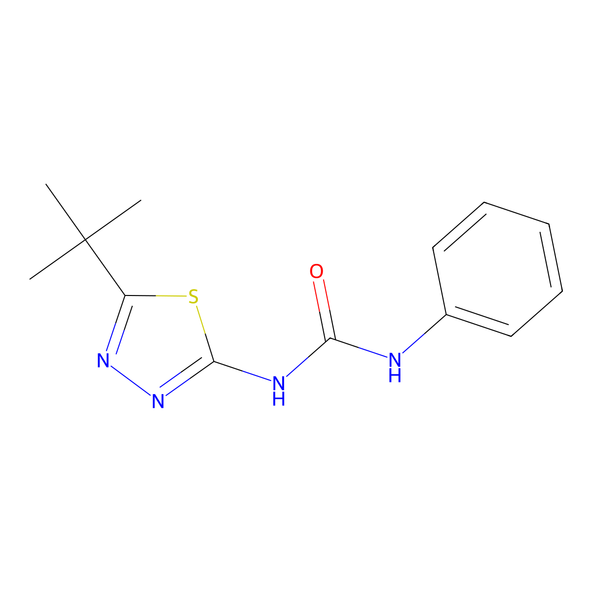1-(5-Tert-butyl-1,3,4-thiadiazol-2-yl)-3-phenylurea molecular structure, CAS 28235-81-6