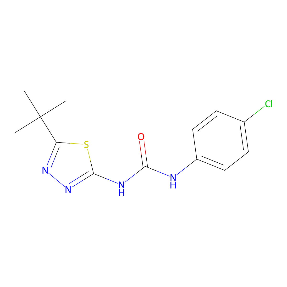 1-(5-Tert-butyl-1,3,4-thiadiazol-2-yl)-3-(4-chlorophenyl)urea molecular structure, CAS 28235-84-9