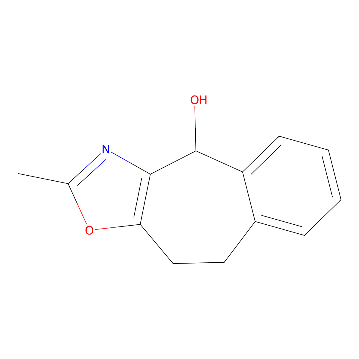 2-Methyl-9,10-dihydro-4H-benzo[5,6]cyclohepta[1,2-d]oxazol-4-ol molecular structure, CAS 28237-14-1