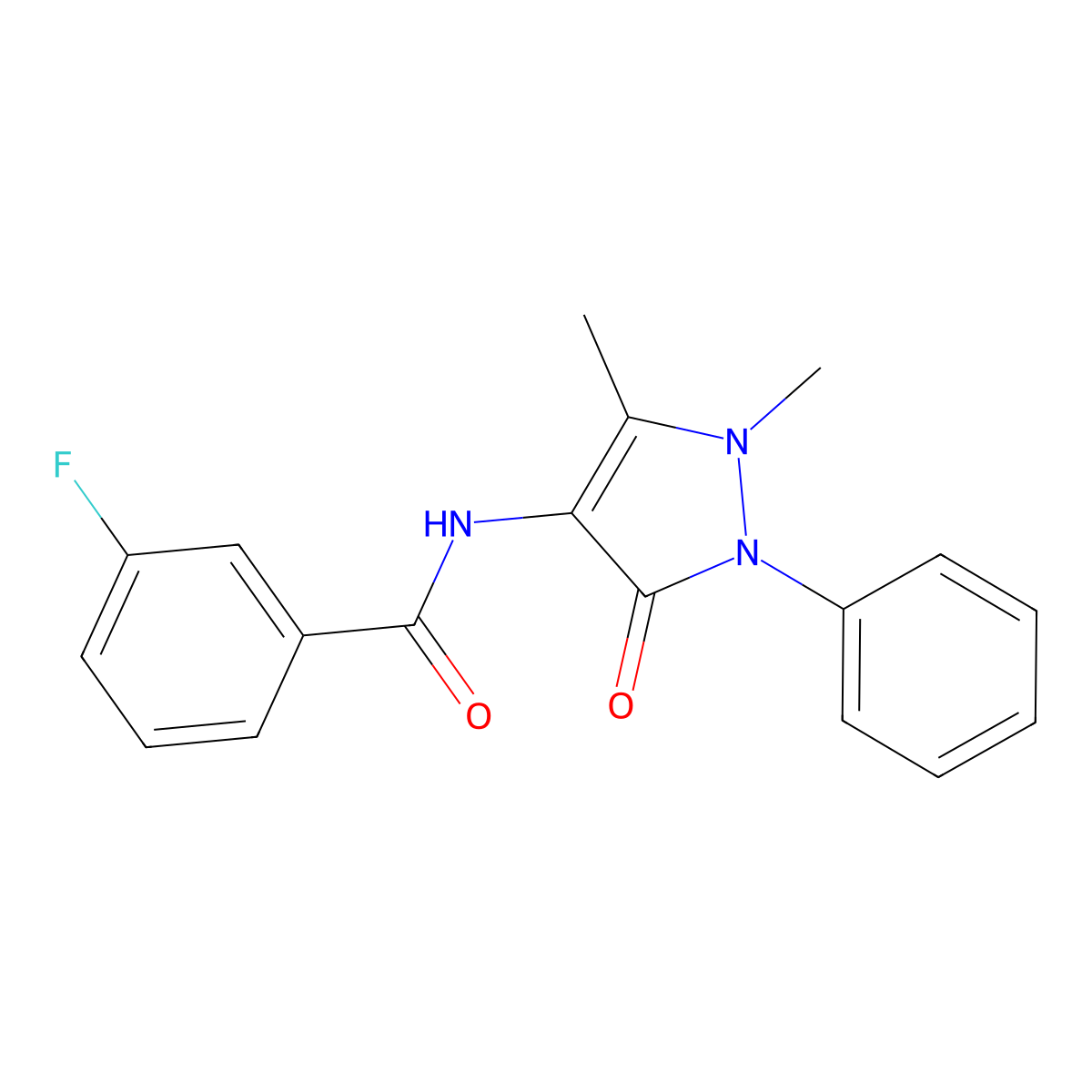 N-(1,5-dimethyl-3-oxo-2-phenylpyrazol-4-yl)-3-fluorobenzamide molecular structure, CAS 2824-15-9