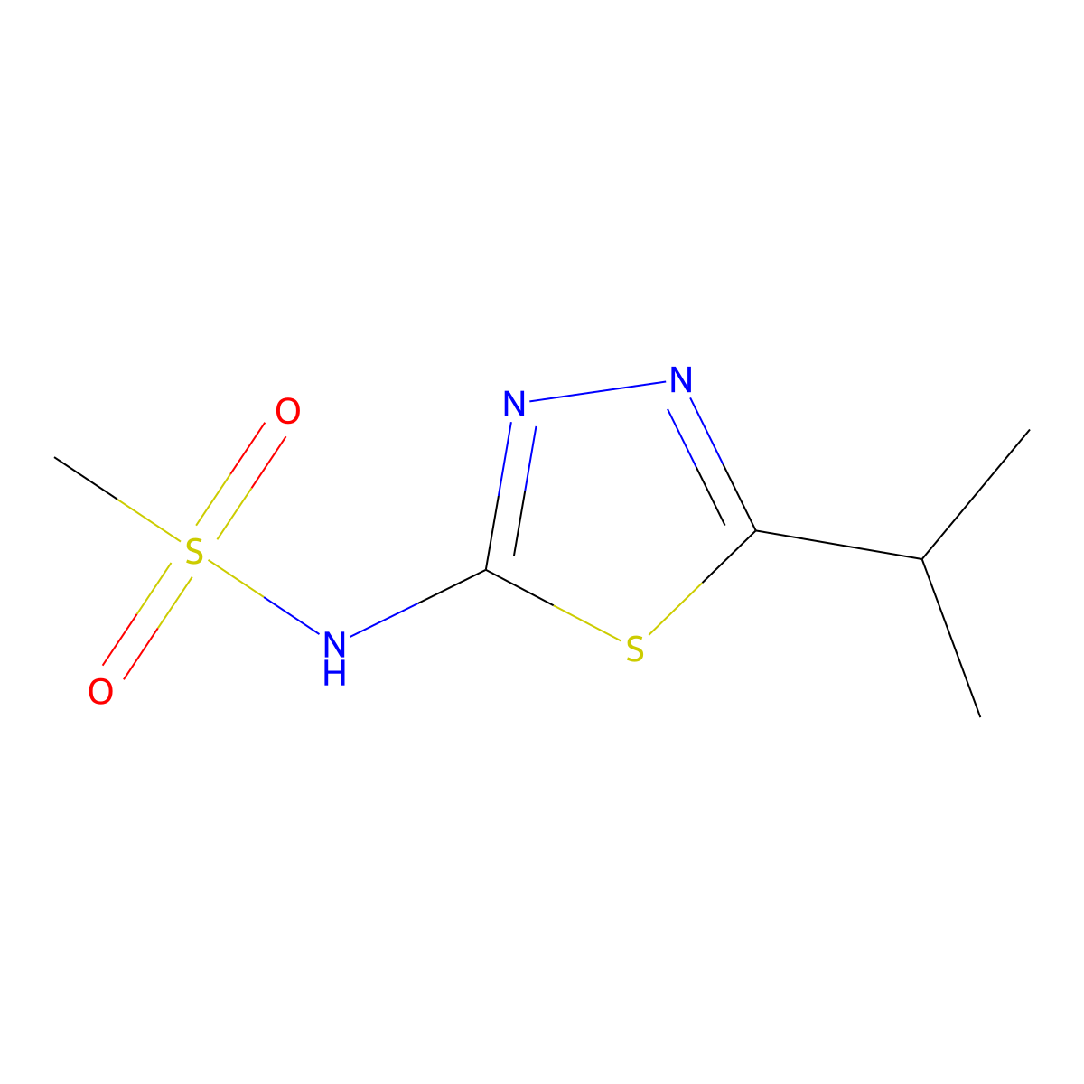 N-(5-isopropyl-1,3,4-thiadiazol-2-yl)methanesulfonamide molecular structure, CAS 28242-61-7