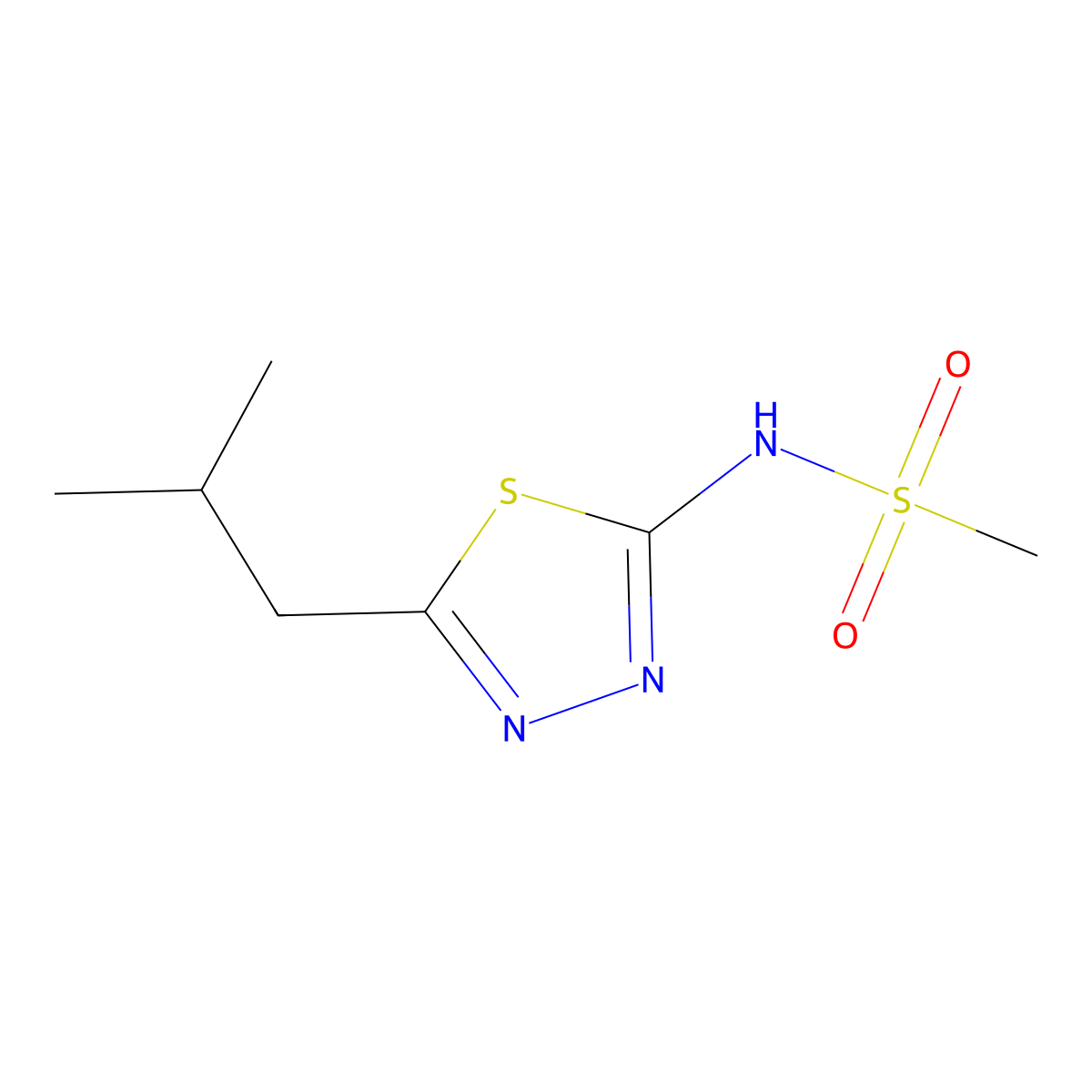 N-(5-isobutyl-1,3,4-thiadiazol-2-yl)methanesulfonamide molecular structure, CAS 28242-65-1