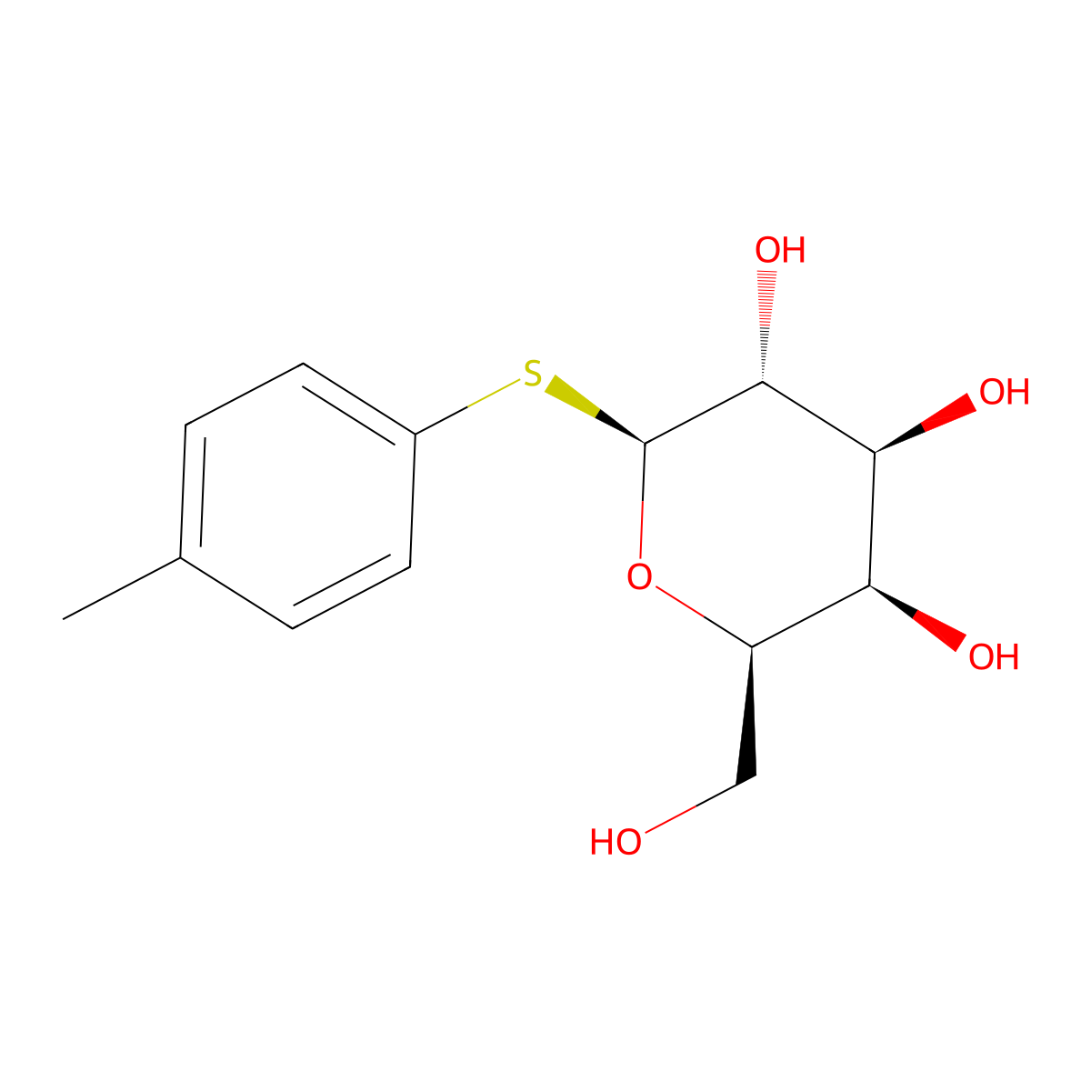(2R,3R,4S,5R,6S)-2-(Hydroxymethyl)-6-(p-tolylthio)tetrahydro-2H-pyran-3,4,5-triol molecular structure, CAS 28244-98-6