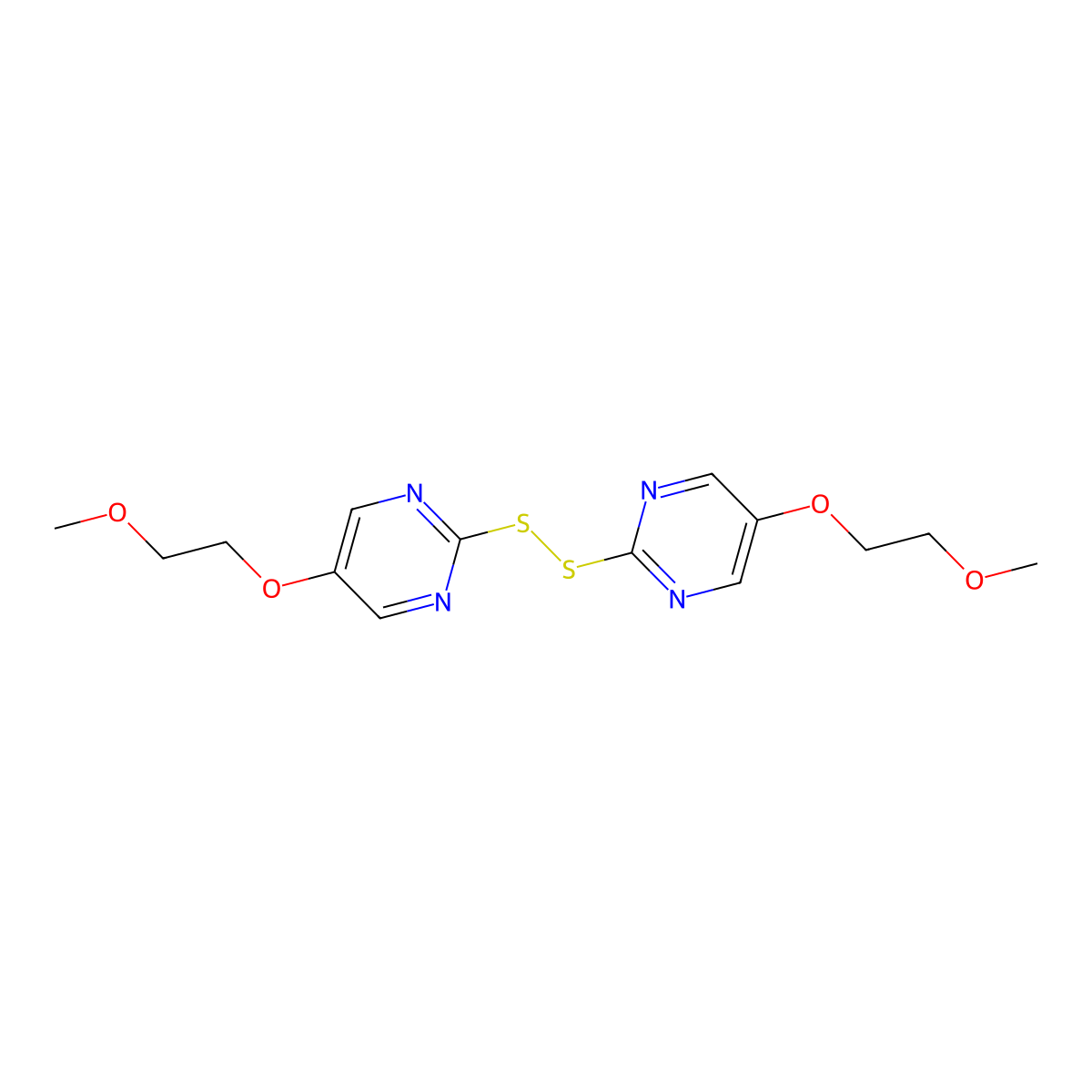 Bis(5-(2-methoxyethoxy)-2-pyrimidinyl) disulfide molecular structure, CAS 28246-06-2