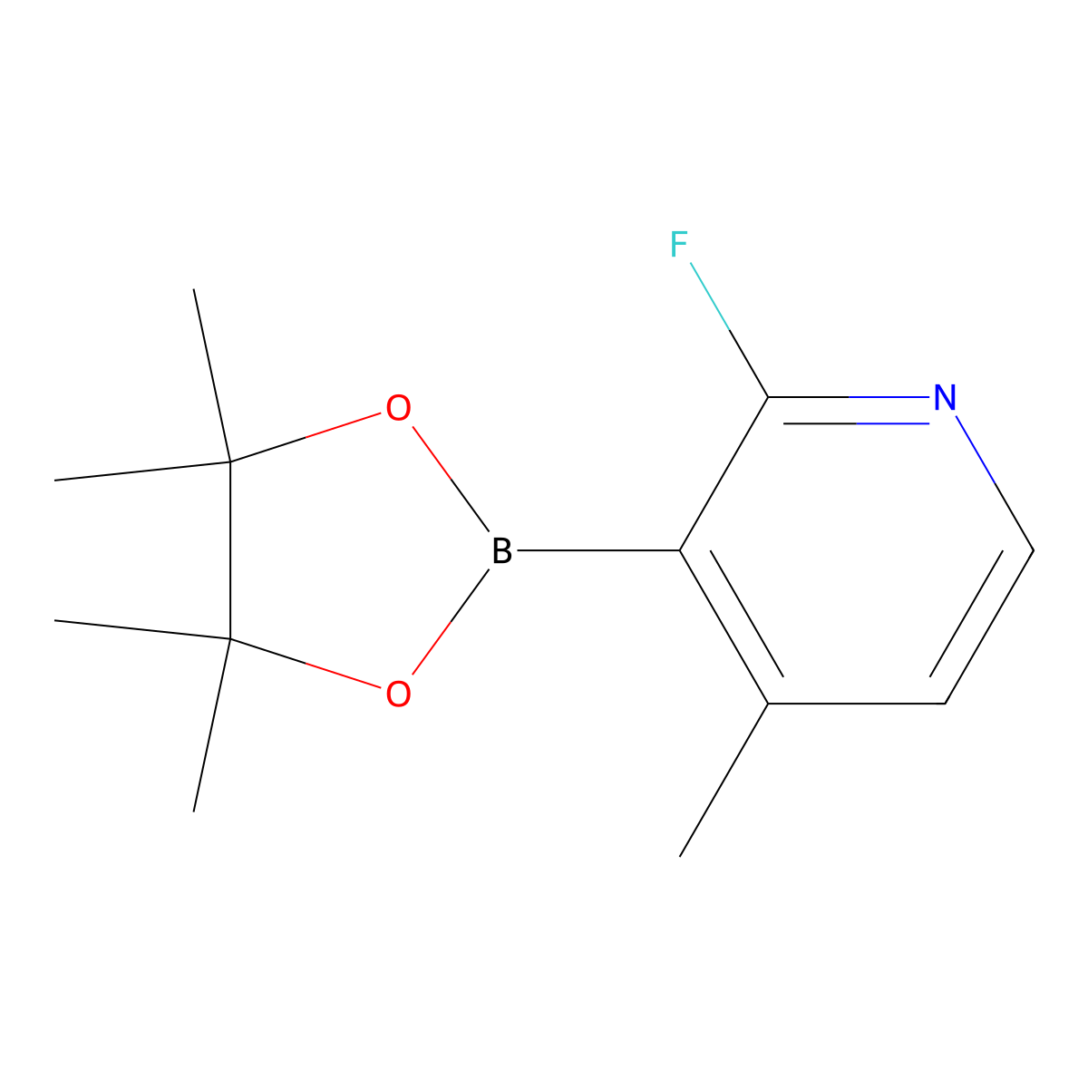 2-Fluoro-4-methyl-3-(4,4,5,5-tetramethyl-1,3,2-dioxaborolan-2-YL)pyridine molecular structure, CAS 2824977-85-5