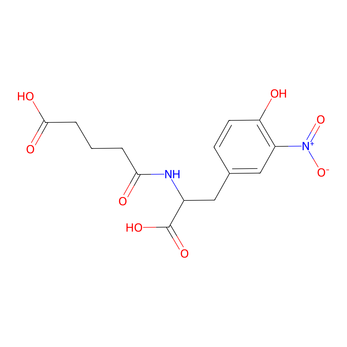4-{[(1S)-1-carboxy-2-(4-hydroxy-3-nitrophenyl)ethyl]carbamoyl}butanoic acid molecular structure, CAS 2824986-54-9