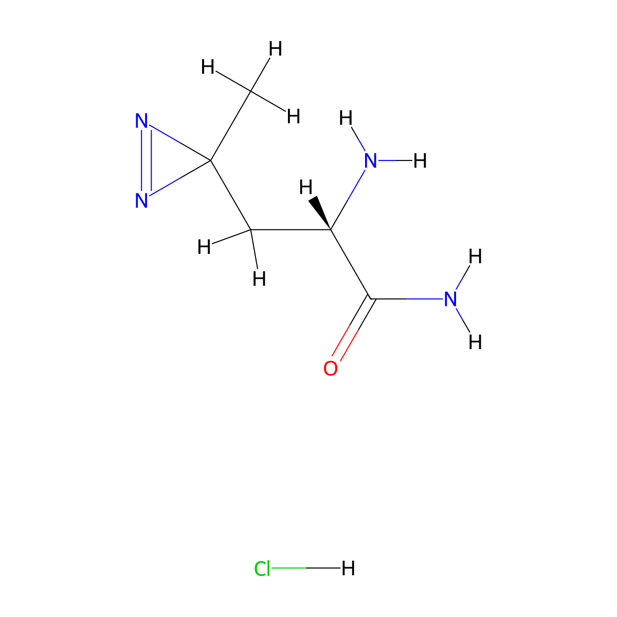 (2S)-2-amino-3-(3-methyl-3H-diazirin-3-yl)propanamide hydrochloride molecular structure, CAS 2824986-66-3