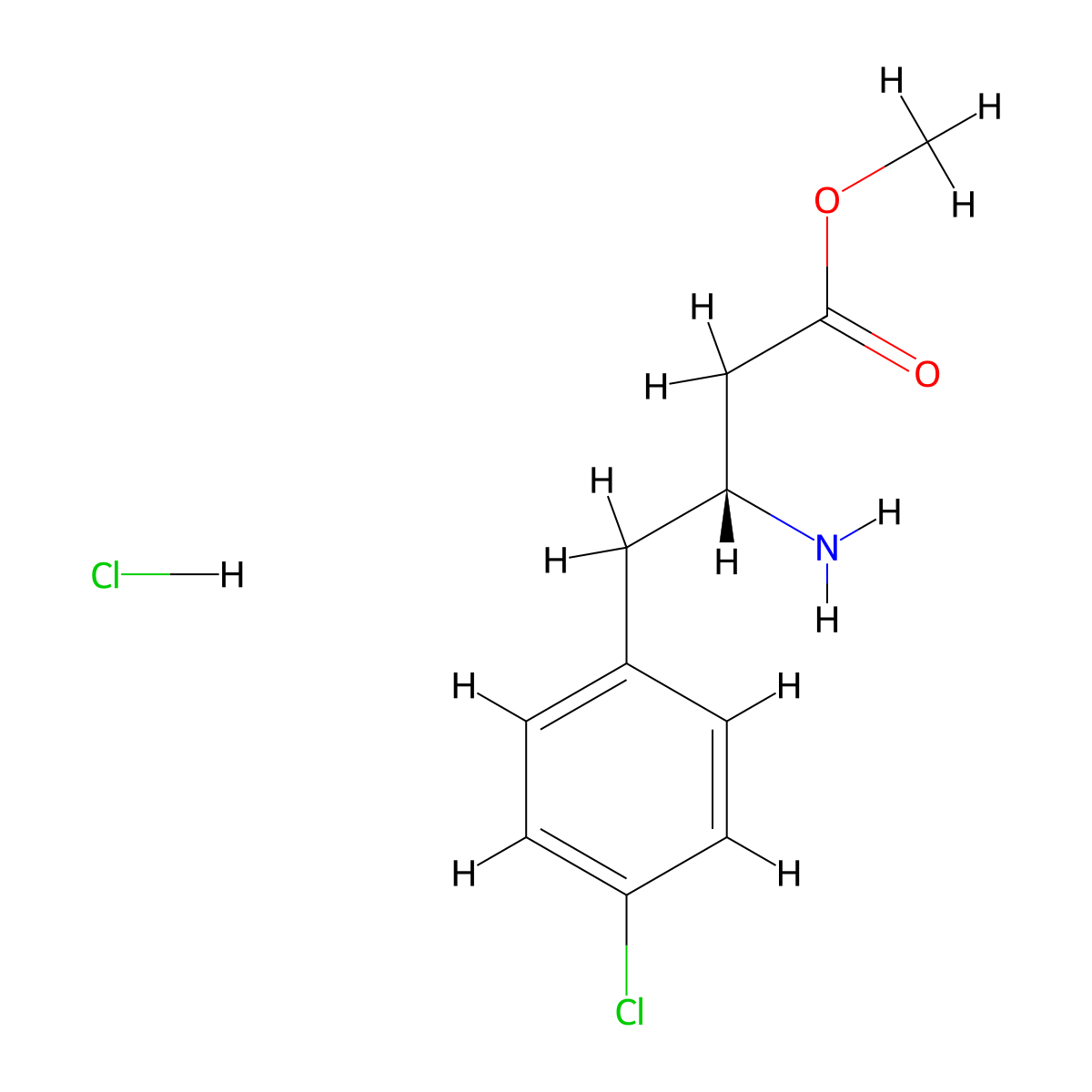 methyl (3R)-3-amino-4-(4-chlorophenyl)butanoate hydrochloride molecular structure, CAS 2824986-67-4