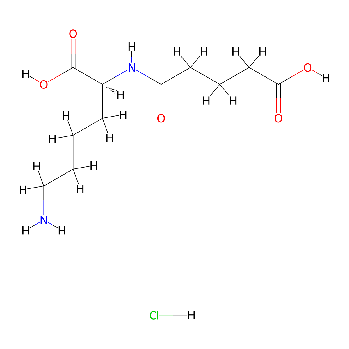 (2S)-6-amino-2-(4-carboxybutanamido)hexanoicacidhydrochloride molecular structure, CAS 2824986-68-5