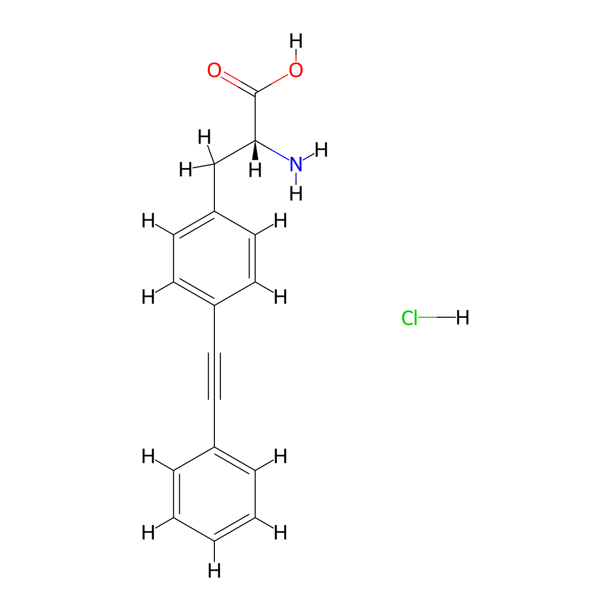 (2R)-2-amino-3-[4-(2-phenylethynyl)phenyl]propanoic acid hydrochloride molecular structure, CAS 2824986-72-1