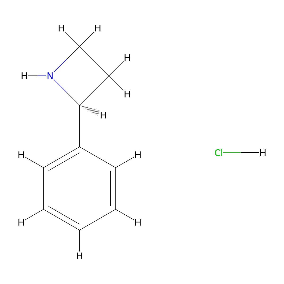 (2S)-2-phenylazetidine hydrochloride molecular structure, CAS 2824986-98-1