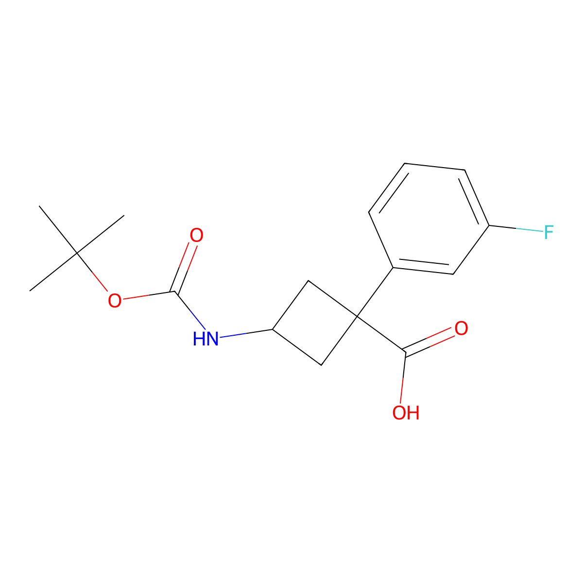 3-{[(Tert-butoxy)carbonyl]amino}-1-(3-fluorophenyl)cyclobutane-1-carboxylic acid molecular structure, CAS 2824987-02-0