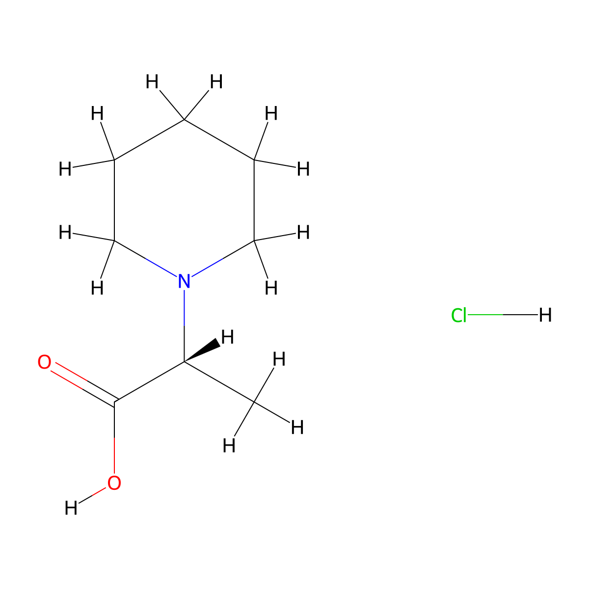 (2R)-2-(piperidin-1-yl)propanoicacidhydrochloride molecular structure, CAS 2824987-03-1