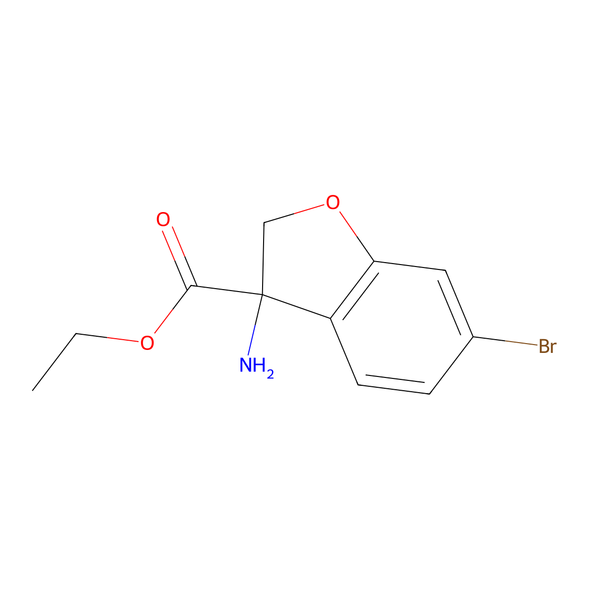 ethyl(3R)-3-amino-6-bromo-2,3-dihydro-1-benzofuran-3-carboxylate molecular structure, CAS 2824987-10-0