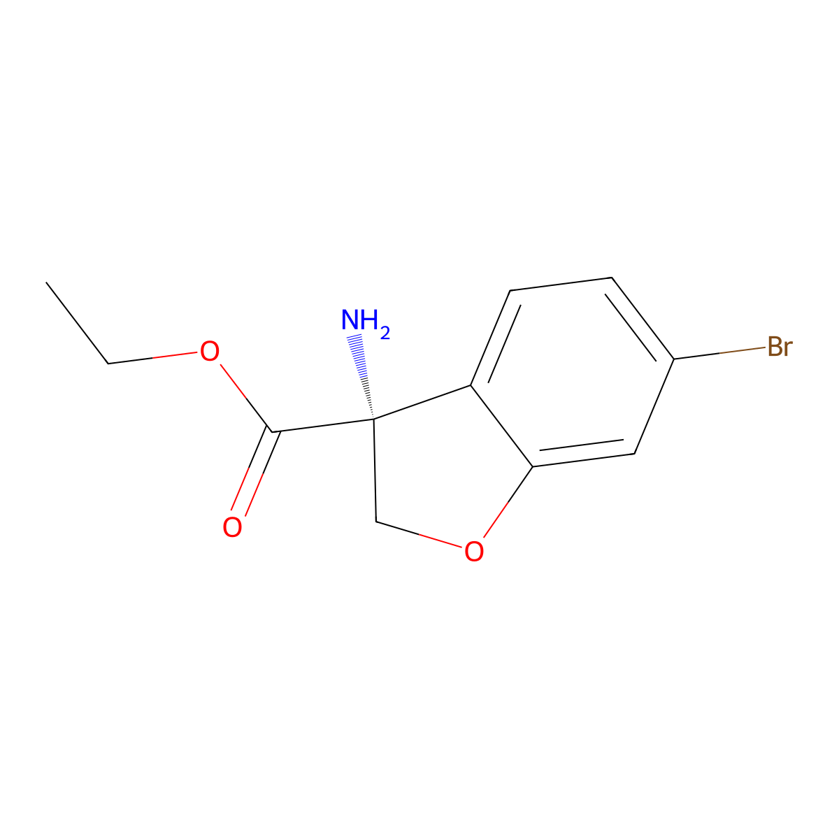 ethyl(3R)-3-amino-6-bromo-2,3-dihydro-1-benzofuran-3-carboxylate molecular structure, CAS 2824987-10-0