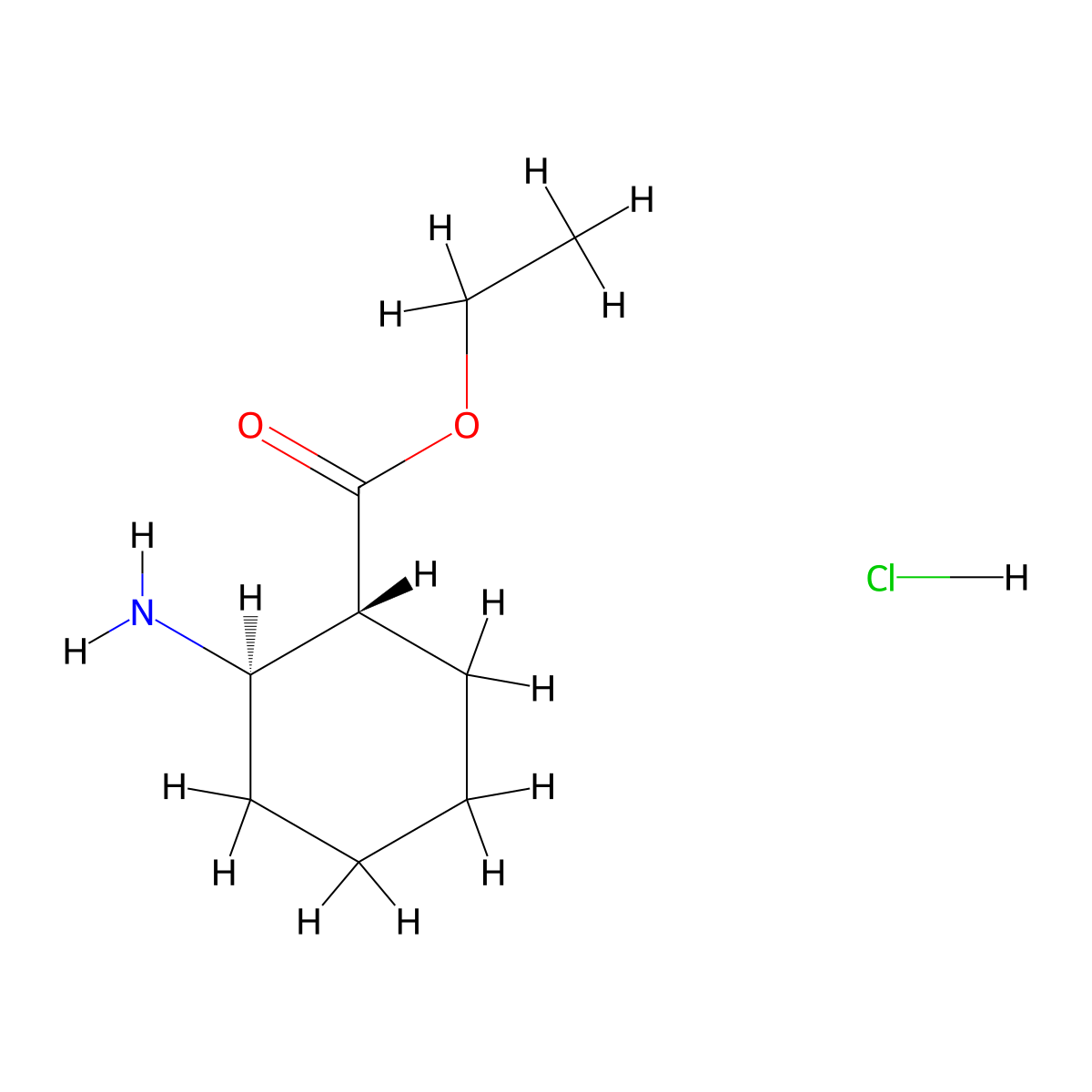 ETHYL TRANS-2-AMINO-1-CYCLOHEXANECARBOXYLATE hydrochloride molecular structure, CAS 28250-14-8