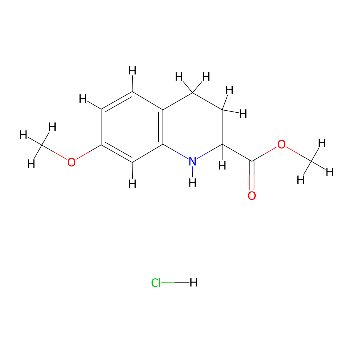 Methyl7-methoxy-1,2,3,4-tetrahydroquinoline-2-carboxylatehydrochloride molecular structure, CAS 2825005-00-1