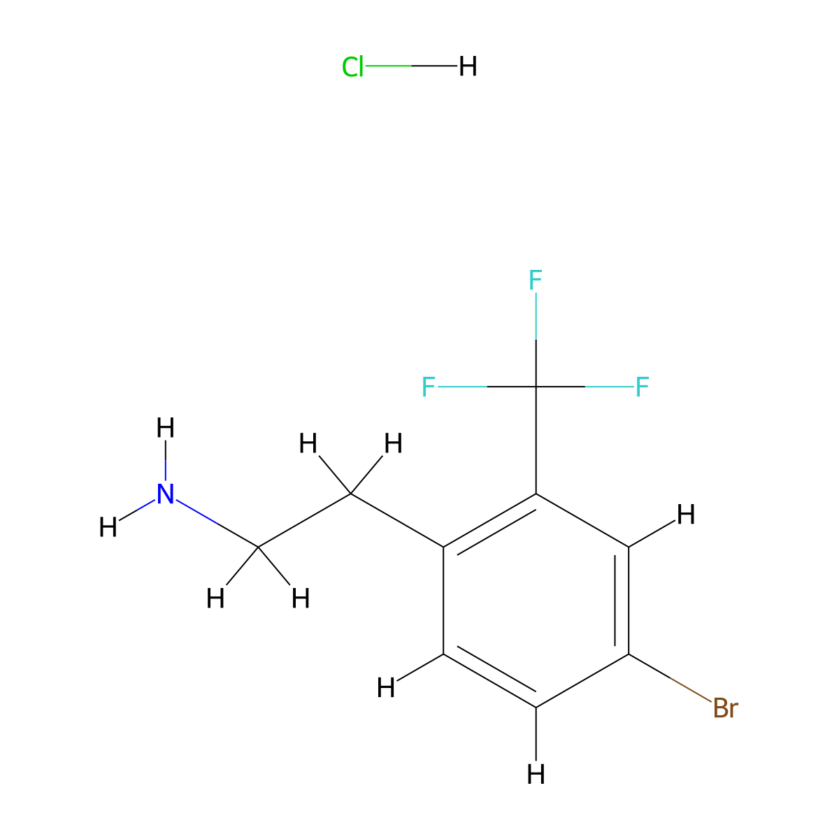 2-[4-Bromo-2-(trifluoromethyl)phenyl]ethan-1-amine hydrochloride molecular structure, CAS 2825005-01-2
