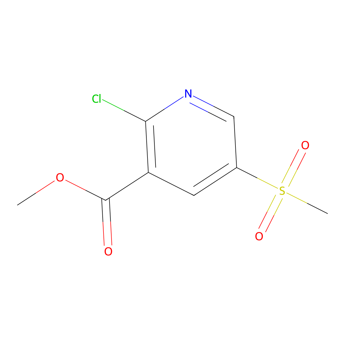 Methyl 2-chloro-5-methanesulfonylpyridine-3-carboxylate molecular structure, CAS 2825005-02-3