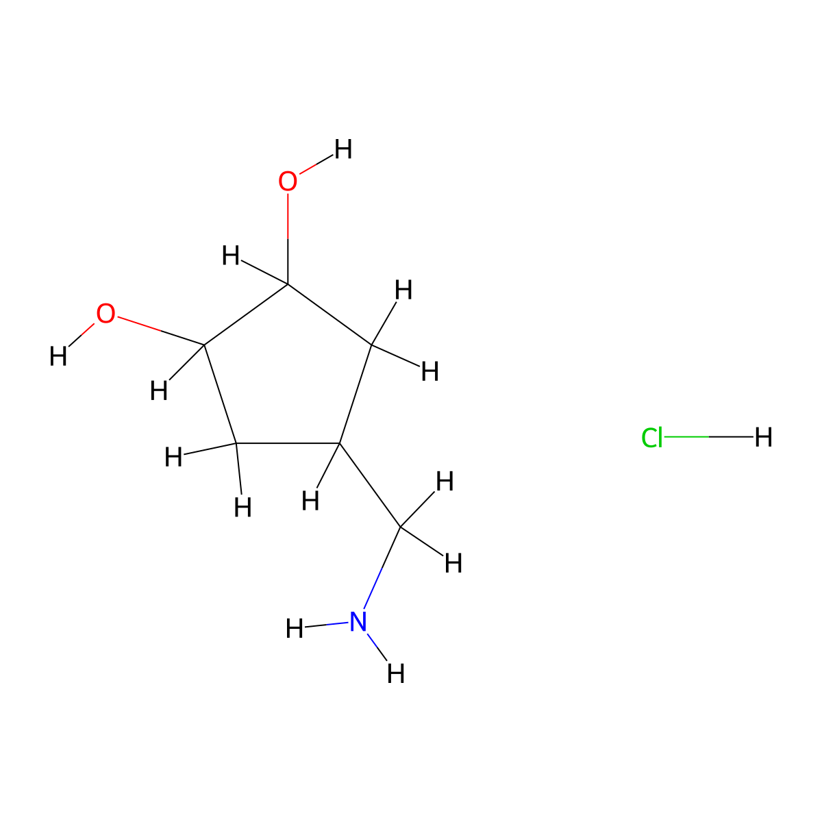 4-(Aminomethyl)cyclopentane-1,2-diol hydrochloride molecular structure, CAS 2825005-03-4