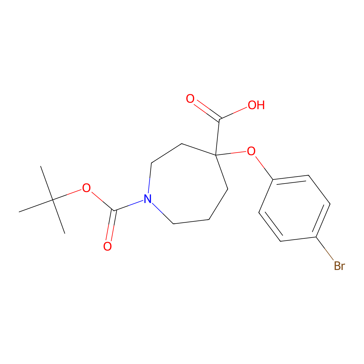4-(4-Bromophenoxy)-1-[(tert-butoxy)carbonyl]azepane-4-carboxylic acid molecular structure, CAS 2825005-07-8