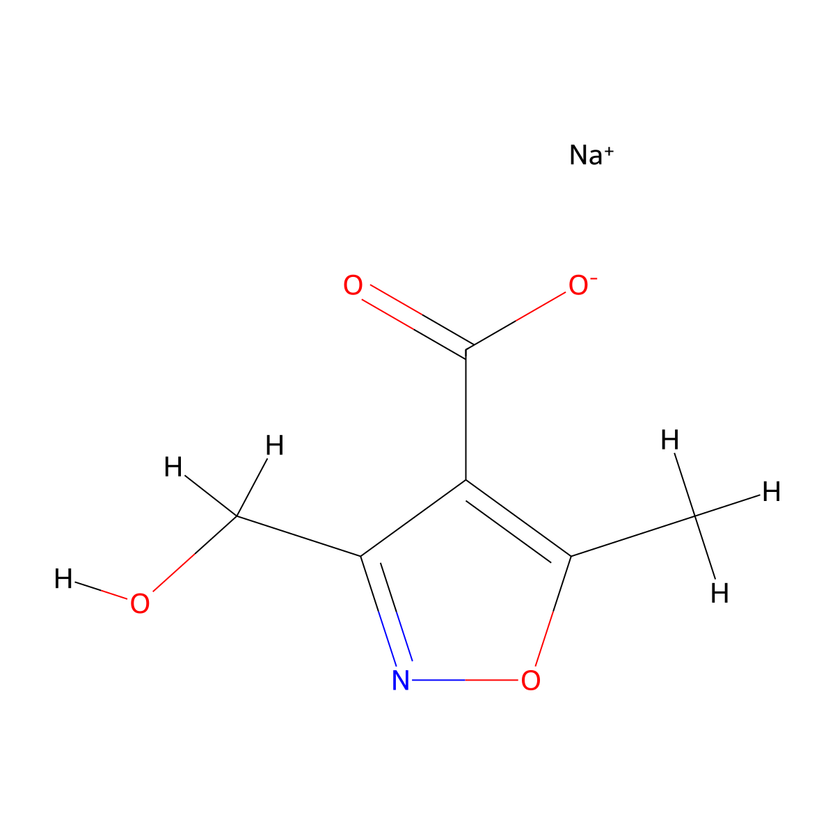 Sodium 3-(hydroxymethyl)-5-methyl-1,2-oxazole-4-carboxylate molecular structure, CAS 2825005-08-9