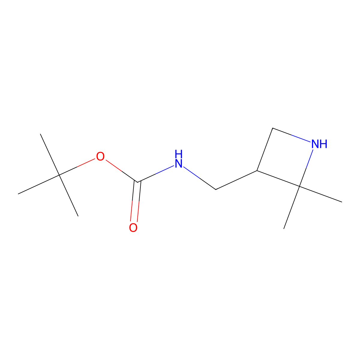 tert-butylN-[(2,2-dimethylazetidin-3-yl)methyl]carbamate molecular structure, CAS 2825005-20-5