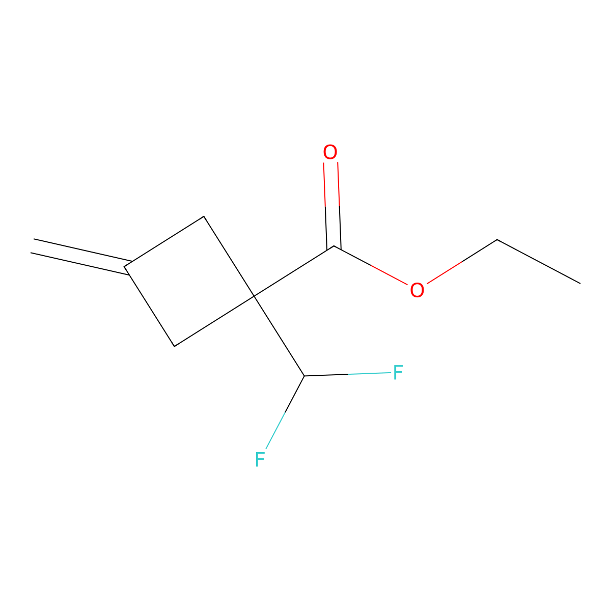 Ethyl1-(difluoromethyl)-3-methylidenecyclobutane-1-carboxylate molecular structure, CAS 2825005-31-8
