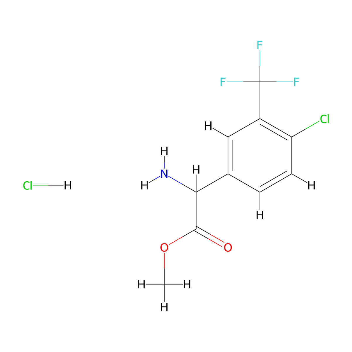 Methyl2-amino-2-[4-chloro-3-(trifluoromethyl)phenyl]acetatehydrochloride molecular structure, CAS 2825005-38-5