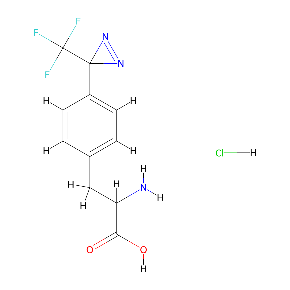 2-amino-3-{4-[3-(trifluoromethyl)-3H-diazirin-3-yl]phenyl}propanoic acid hydrochloride molecular structure, CAS 2825005-42-1
